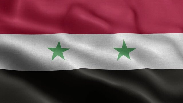 Flag Of Syria - Syria Flag High Detail - National flag Syria wave Pattern loopable Elements - Fabric texture and endless loop - Seamless loop - Highly Detailed Flag - The flag of fluttering in the