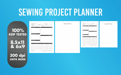 This is a Sewing Project Planner with the 2 most popular sizes 8.5x11 and 6x9. Fully ready to print.
