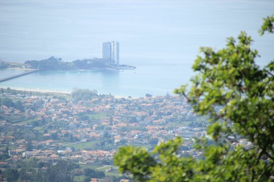 Toralla island along with its buildings, Spain