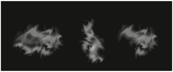 Smoke effect set isolated on black background.