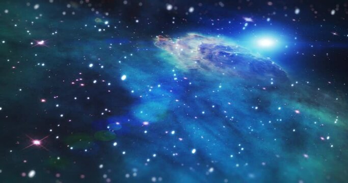 Galaxy, universe and space or solar system in milky way or night sky in stars science, astrology or outer space fantasy. Blue nebula, astronomy or stargazing for glowing cosmos nature wallpaper