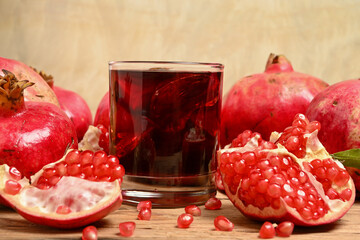pomegranate juice with pomegranate fruit