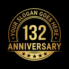 132 years anniversary logo design template. Vector illustration