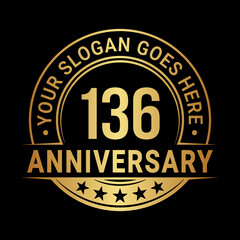136 years anniversary logo design template. Vector illustration