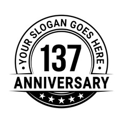 137 years anniversary logo design template. Vector illustration