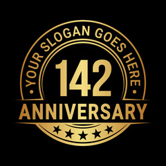 142 years anniversary logo design template. Vector illustration