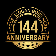 144 years anniversary logo design template. Vector illustration