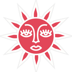 Sun with Face Icon Style