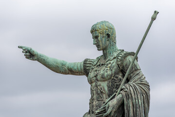 Bronze Statue of Roman Emperor in the Historical Center of Rome
