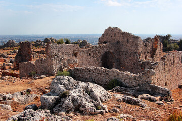 Ancient city Lyrboton Kome in the Kepez district of Antalya, Turkey. Discovered in 1910 by European archaeologists, it was an important olive oil production center in the region.