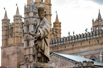 Sculpture statue of the cathedral of Palermo, Italy