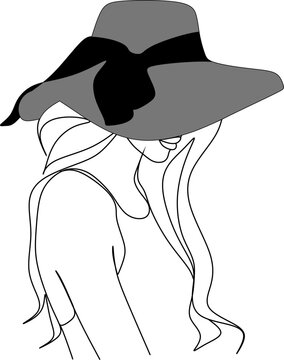 woman wearing gray hat with black bow clip art preview