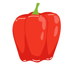 Bulgarian pepper isolated on a white background, vector illustration of sweet pepper, healthy food, vitamins, stickers, print, logo.