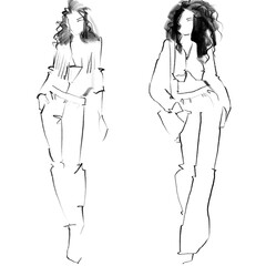 Fashion templates. Croquis. A figure of a woman on a white background

