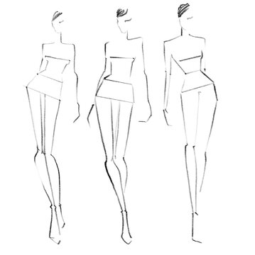 Fashion templates. Croquis. A figure of a woman on a white background

