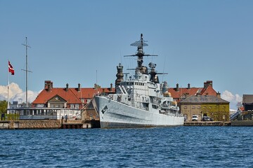 Fototapeta premium Copenhagen docks with warships