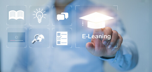 webinar online, education on internet, e-learning concept, video tutorial.