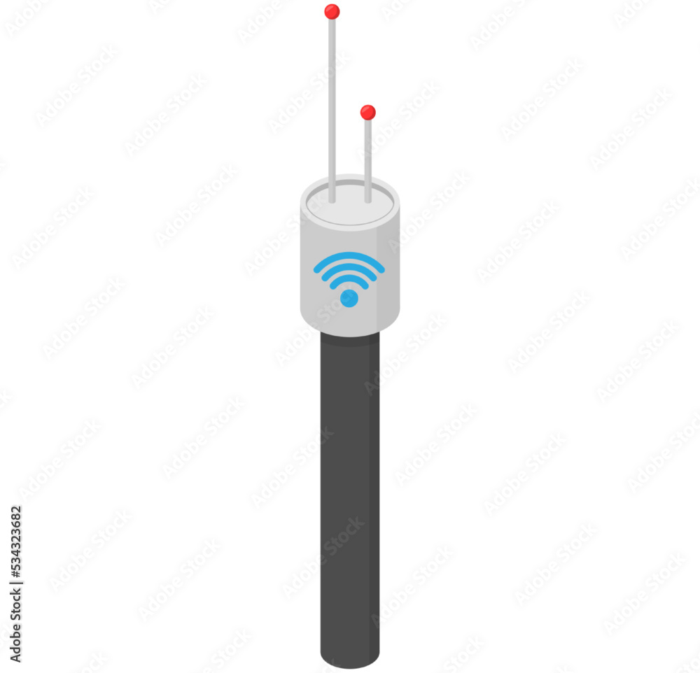 Poster signal transmitter or receiver digital equipment. device with antenna to send signal waves. wifi, wi