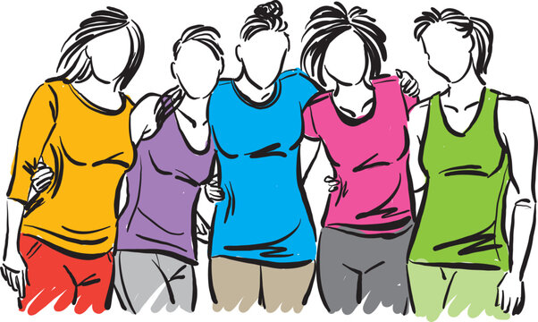 women friends together having fun friendship concept vector illustration