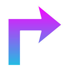 Turn Right Glyph Gradient Icon