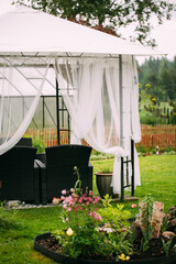 Outdoor gazebo canopy tent lounge set relax zone in my swedish garden