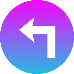 Turn Left Gradient Circle Glyph Inverted Icon