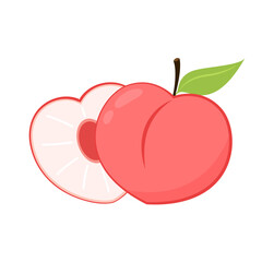 Obraz premium Peach vector. Peach heart vector. Peach on white background. Peach logo design.