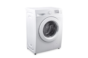 White washing machine on a white isolated background