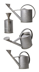 Metal watering can for watering flowers on an isolated background.