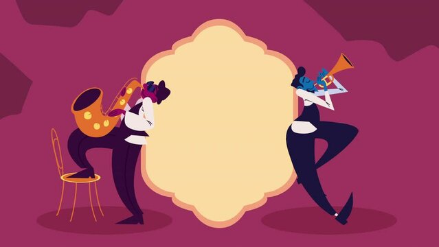 artists playing music instruments animation