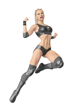 wrestling girl is shouting in a angry comic pose