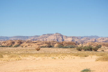 Fototapeta na wymiar Panoramic view of Mada'in Saleh, Saudi Arabia
