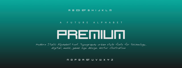 PREMIUM Sports minimal tech font letter set. Luxury vector typeface for company. Modern gaming fonts logo design.