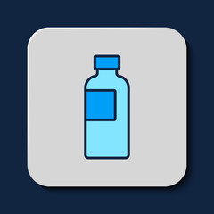 Filled outline Fitness shaker icon isolated on blue background. Sports shaker bottle with lid for water and protein cocktails. Vector