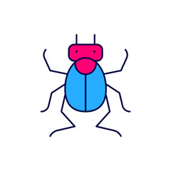 Filled outline Beetle bug icon isolated on white background. Vector