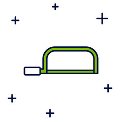 Filled outline Hacksaw icon isolated on white background. Metal saw for wood and metal. Vector