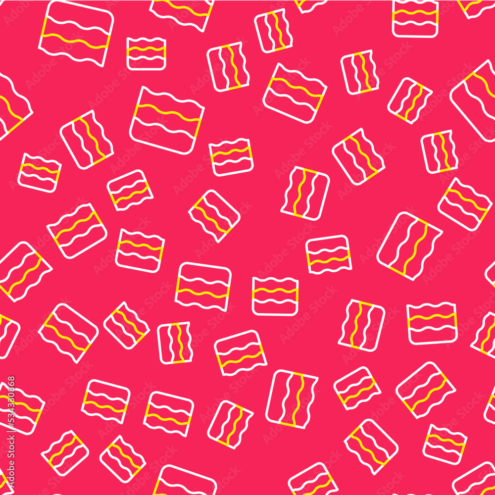Poster line wave icon isolated seamless pattern on red background. vector