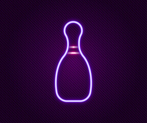 Glowing neon line Bowling pin icon isolated on black background. Colorful outline concept. Vector