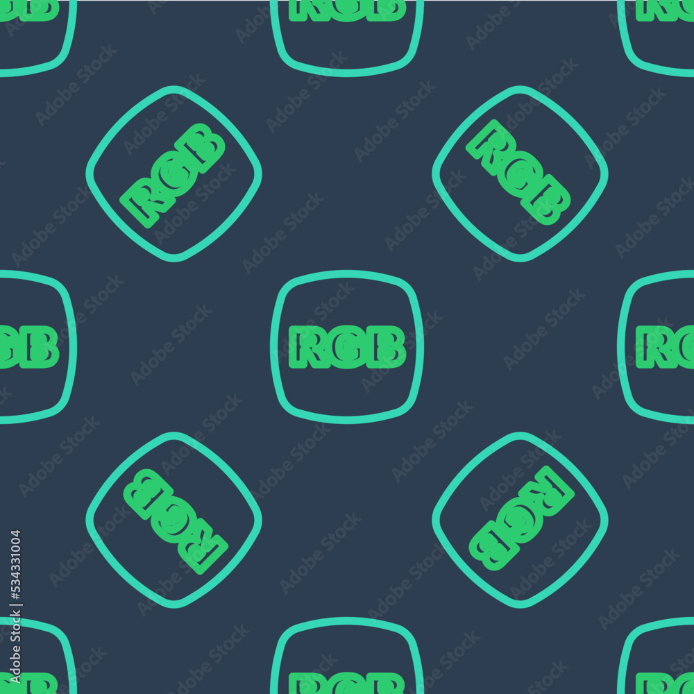 Poster line speech bubble with rgb and cmyk color mixing icon isolated seamless pattern on blue background.