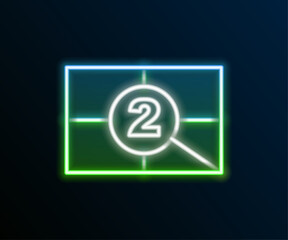 Glowing neon line Old film movie countdown frame icon isolated on black background. Vintage retro cinema timer count. Colorful outline concept. Vector