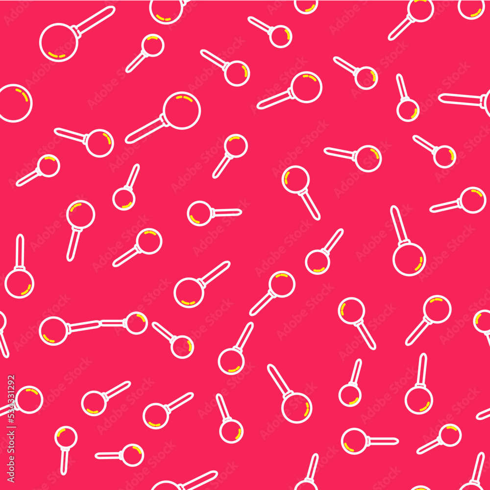 Poster line push pin icon isolated seamless pattern on red background. thumbtacks sign. vector