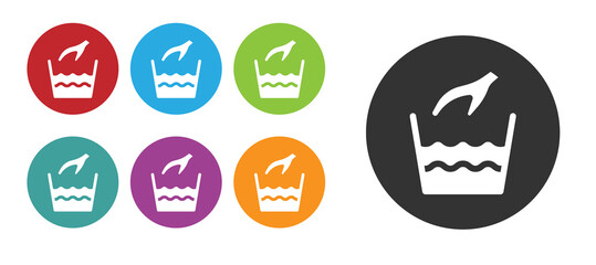 Black Hand wash laundry icon isolated on white background. Set icons colorful. Vector