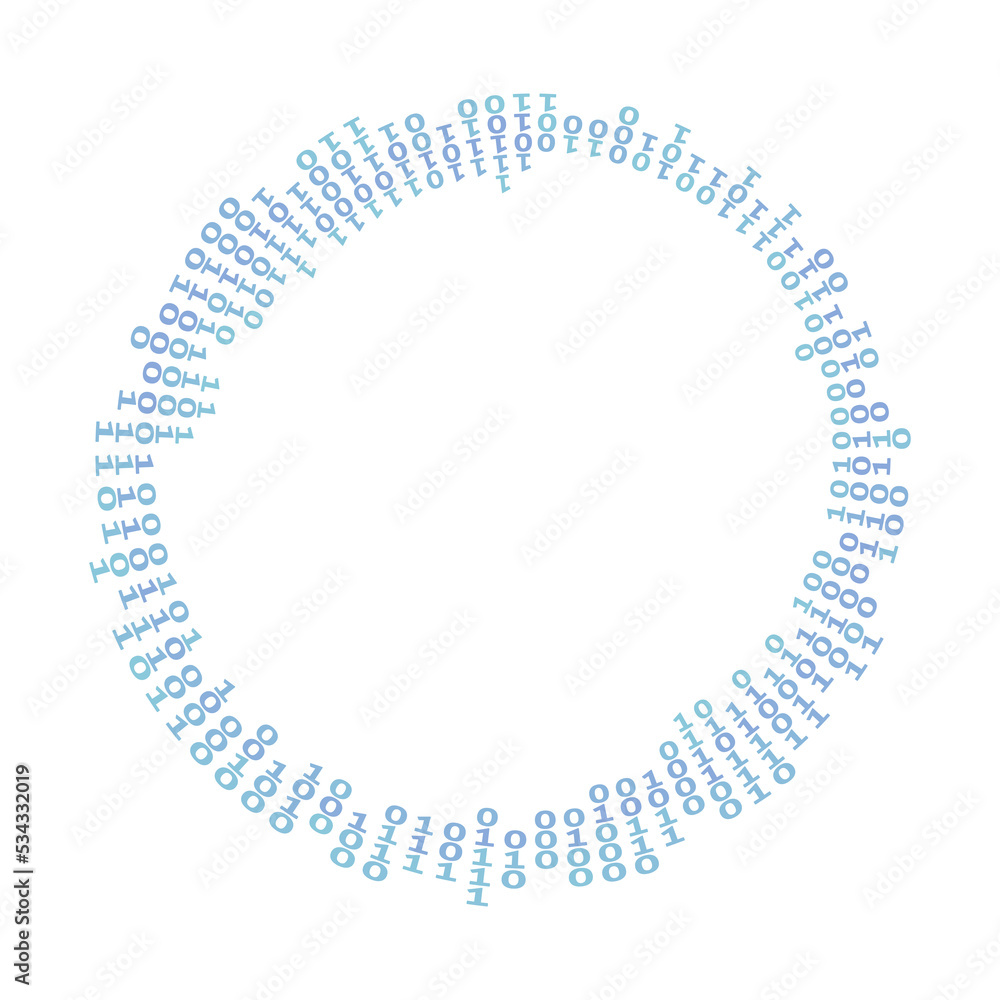 Wall mural Binary code circle with ones and zeros. Vector pattern - Wall murals