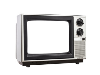 Vintage Television isolated with blank, empty cut out screen.  