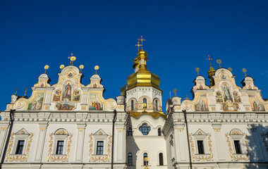 Fototapeta na wymiar The Cathedral of the Assumption of the Blessed Virgin Mary (Assumption Cathedral) is the main temple of the Kyiv-Pechersk Lavra.