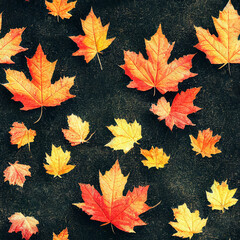 Seamless wallpaper background tiles with autumn theme, digital art