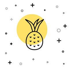 Black line Pineapple tropical fruit icon isolated on white background. Random dynamic shapes. Vector