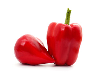 Two red peppers.