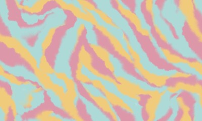 Abstract blurred zebra seamless pattern. Watercolor stains in pastel colors. Blue, orange, pink soft colorful stripes © Morena