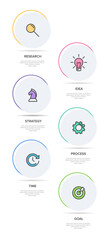 Vertical infographic design with icons and 6 options or steps. Thin line. Infographics business concept. Can be used for info graphics, flow charts, presentations, mobile web sites, printed materials.